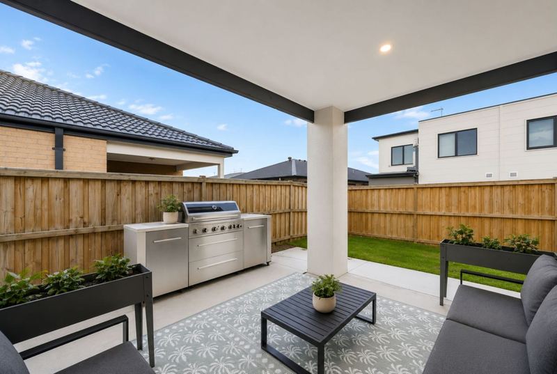 Covered alfresco overlooking the backyard
